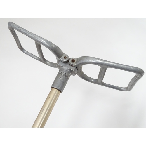 327 - Three crook handled beech walking sticks, together with a Featherwate shooting stick, a leather ridi... 