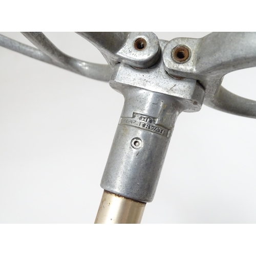 327 - Three crook handled beech walking sticks, together with a Featherwate shooting stick, a leather ridi... 