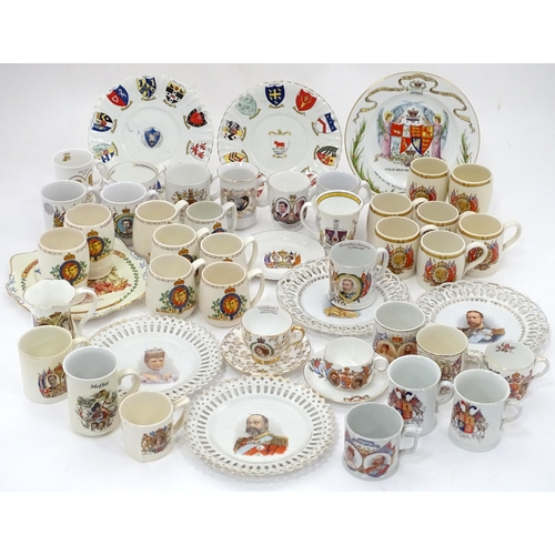 862 - A quantity of assorted commemorative / Coronation / souvenir mugs, beakers, plates. Various makers t... 