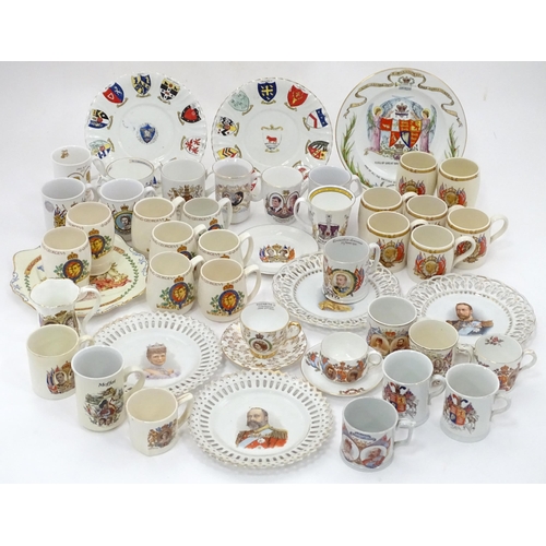 862 - A quantity of assorted commemorative / Coronation / souvenir mugs, beakers, plates. Various makers t... 