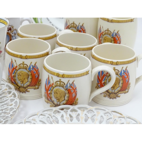 862 - A quantity of assorted commemorative / Coronation / souvenir mugs, beakers, plates. Various makers t... 