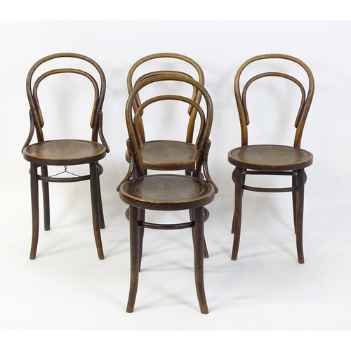 326 - A group of four early / mid 20thC bentwood chairs. Seat height 18 1/2
