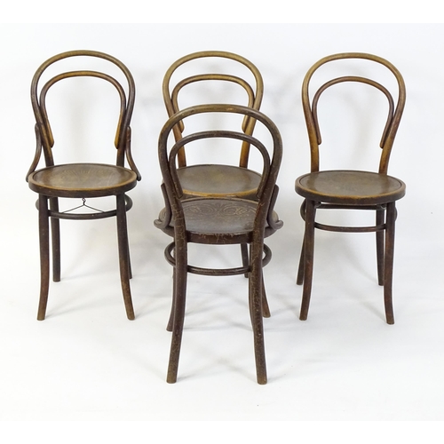 326 - A group of four early / mid 20thC bentwood chairs. Seat height 18 1/2