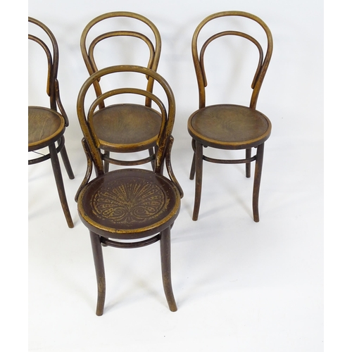 326 - A group of four early / mid 20thC bentwood chairs. Seat height 18 1/2