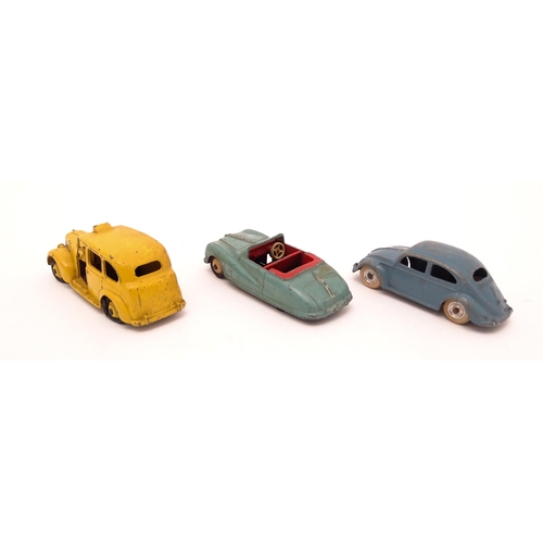 864 - Toys: A quantity of die cast scale model Dinky Toys to include Volkswagen, Austin Taxi, Austin Atlan... 