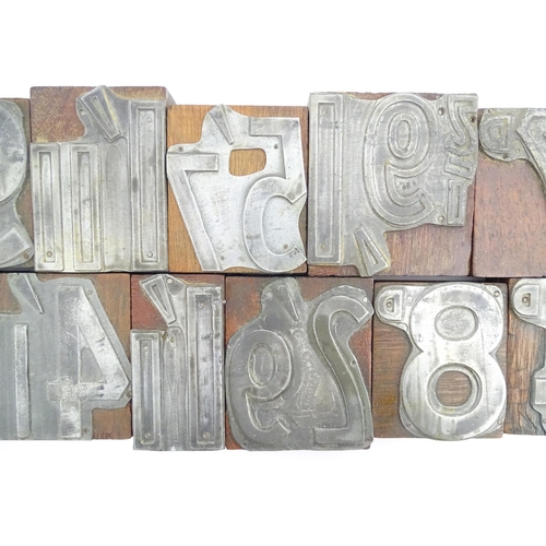 1108 - A quantity of vintage letterpress printing blocks for pre decimalisation prices, to include sixpence... 