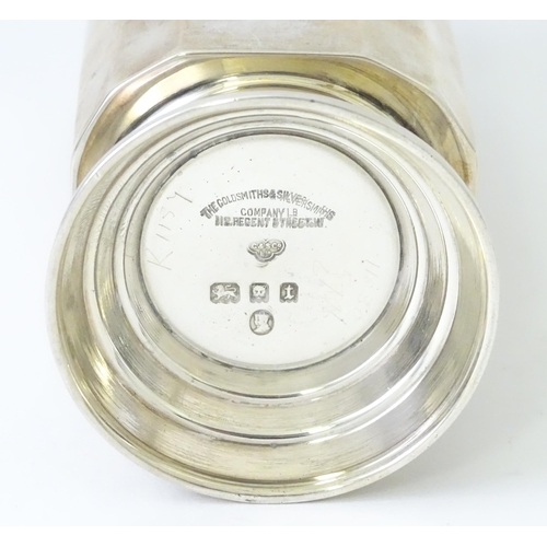 337 - An Art Deco silver caster, hallmarked London 1934 with jubilee mark, maker Goldsmiths silversmiths C... 