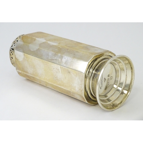 337 - An Art Deco silver caster, hallmarked London 1934 with jubilee mark, maker Goldsmiths silversmiths C... 