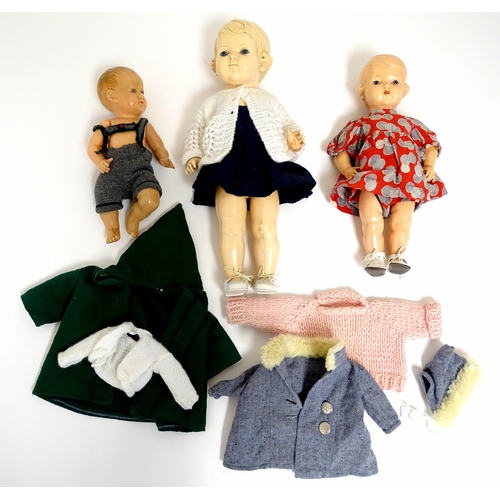 863 - Toys: Two 20thC German Schildkrot plastic dolls with articulated arms and legs. Together with a Fren... 