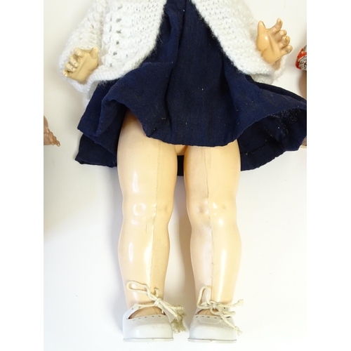 863 - Toys: Two 20thC German Schildkrot plastic dolls with articulated arms and legs. Together with a Fren... 