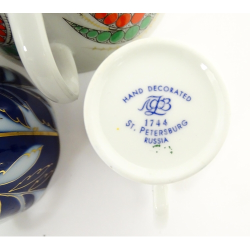 178 - A quantity of assorted Russian / Soviet Union ceramics to include a Lomonosov teapot designed by Lar... 