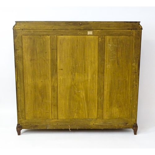 1466 - A late 19thC satinwood bookcase with a profusely inlaid frame with satinwood, box wood and fruit woo... 