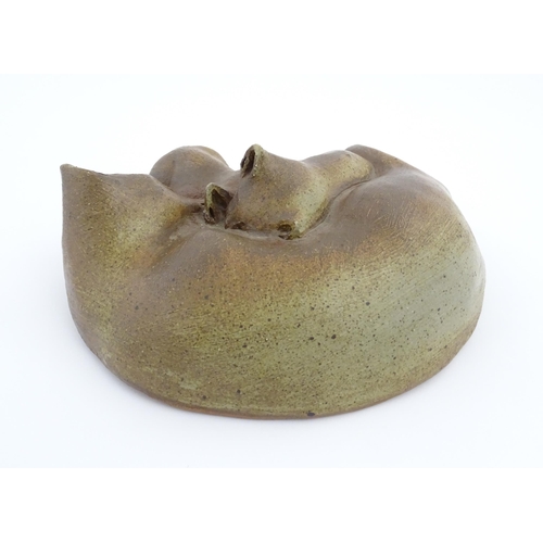 203 - A studio pottery sculpture modelled as three sleeping cats by Gillian Tregunna. Signed under Gil Tre... 