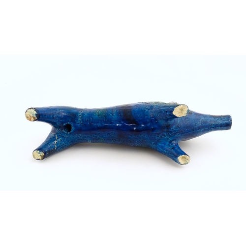 206 - An Italian Aldo Londi for Bitossi model of a boar with a blue glaze. Together with a matching Blue R... 