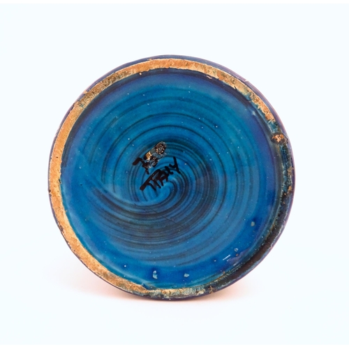 206 - An Italian Aldo Londi for Bitossi model of a boar with a blue glaze. Together with a matching Blue R... 