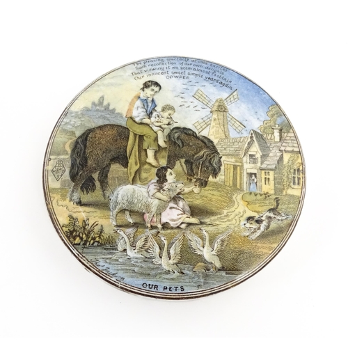 216 - A quantity of Prattware pot lids to include Volunteers, Our Home, Country Quarters, Belle Vue Tavern... 