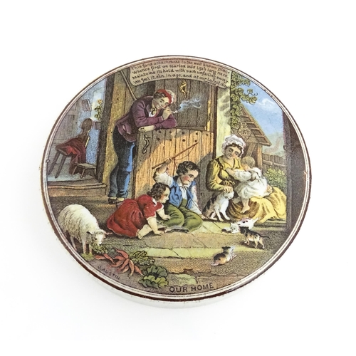 216 - A quantity of Prattware pot lids to include Volunteers, Our Home, Country Quarters, Belle Vue Tavern... 