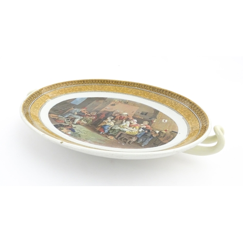 218 - Three shaped pot lids, one depicting Crystal Palace, and two after Philips Wouwerman. Together with ... 