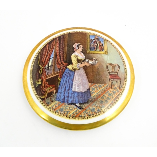 220 - Five Coalport limited edition pot lids after Prattware examples to include The Maid Servant, St Paul... 