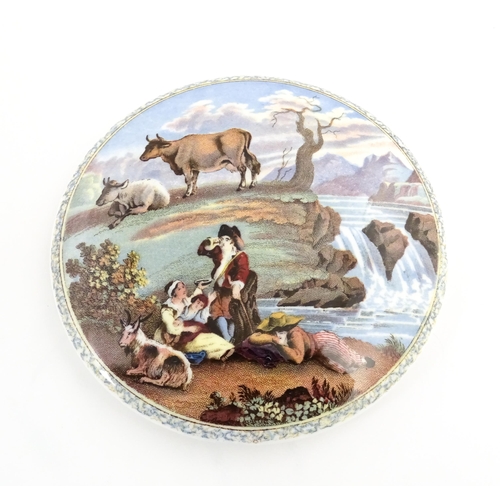 220 - Five Coalport limited edition pot lids after Prattware examples to include The Maid Servant, St Paul... 