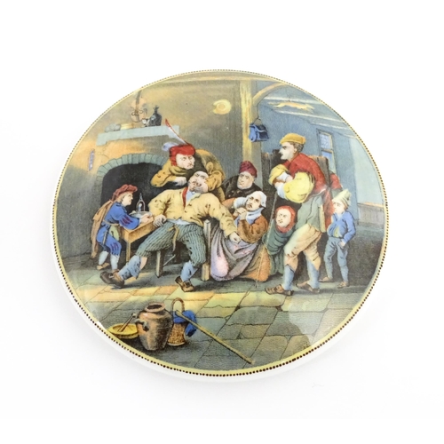 220 - Five Coalport limited edition pot lids after Prattware examples to include The Maid Servant, St Paul... 