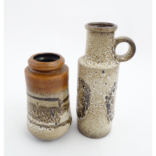 231 - Two West German vases to include a Scheurich example with loop handle and mottled glaze, marked unde... 