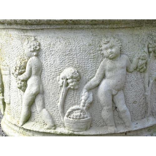 824 - Garden / Architectural: a large early to mid 20thC planter, with cherub decoration, approx 24