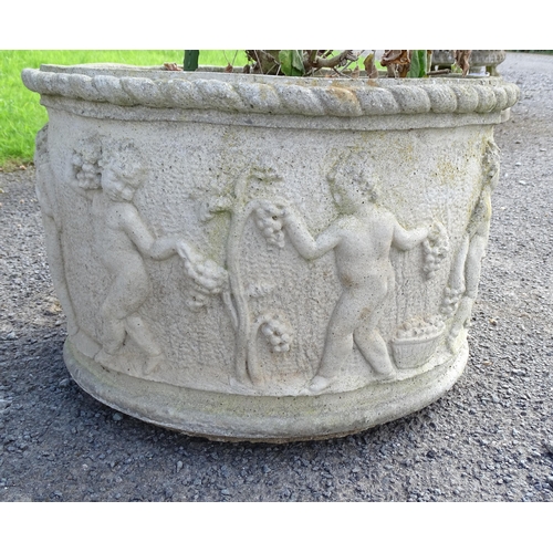 824 - Garden / Architectural: a large early to mid 20thC planter, with cherub decoration, approx 24