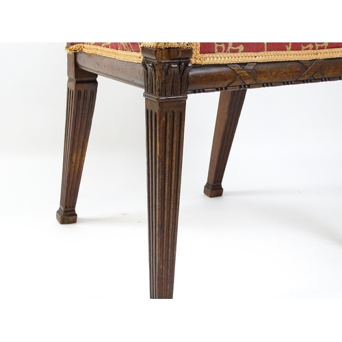 1627 - An Edwardian mahogany side chair with a floral carved cresting rail above a central pierced back spl... 