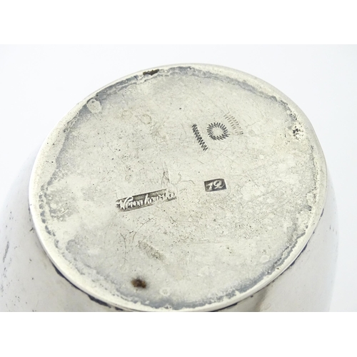 356 - A silver plate and white metal vase of ovoid form with banded floral decoration, indistinct marks un... 