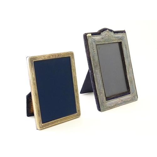 553 - Two easel back photograph frames with silver surrounds, one hallmarked Sheffield 1992, maker Carrs o... 