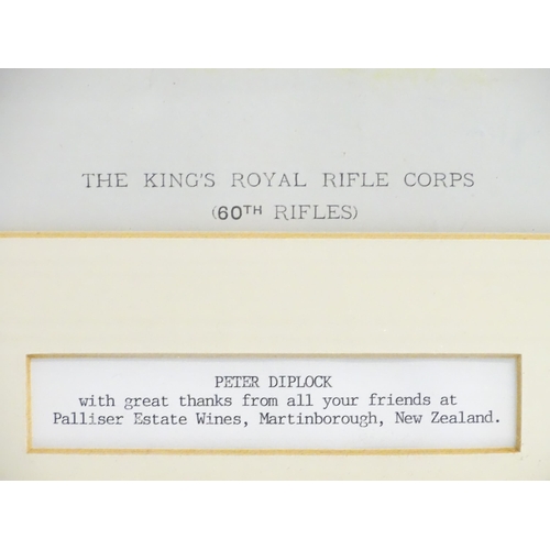 834 - Militaria : Two lithographs after Richard Simkin, depicting soldiers of the Kings Royal Rifle Corps ... 