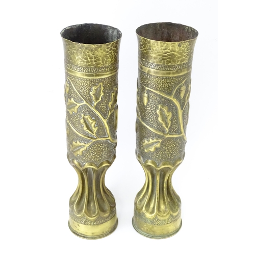 845 - Militaria, First World War / World War One / WWI / WW1 : a pair of trench art vases converted from F... 