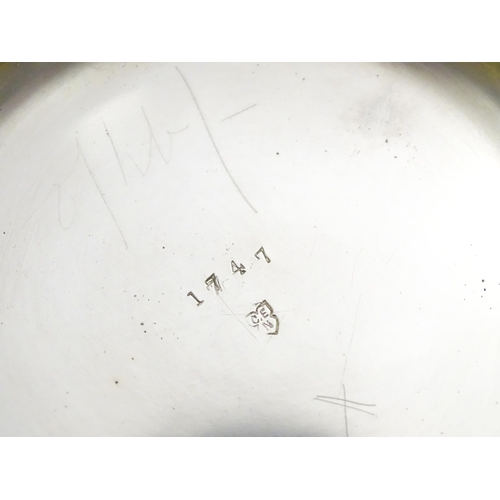 588 - Three items of silver plate comprising a salver, punch bowl and a sauce boat. Salver approx. 13