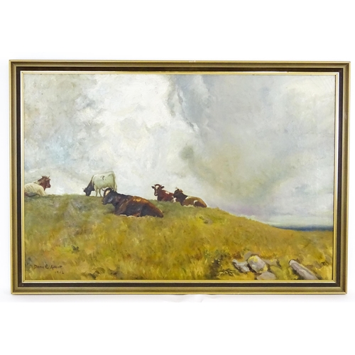 1667 - Doris E. Abbott after Adrian Stokes, 20th century, Oil on canvas, Uplands and Sky, Ayrshire cows res... 