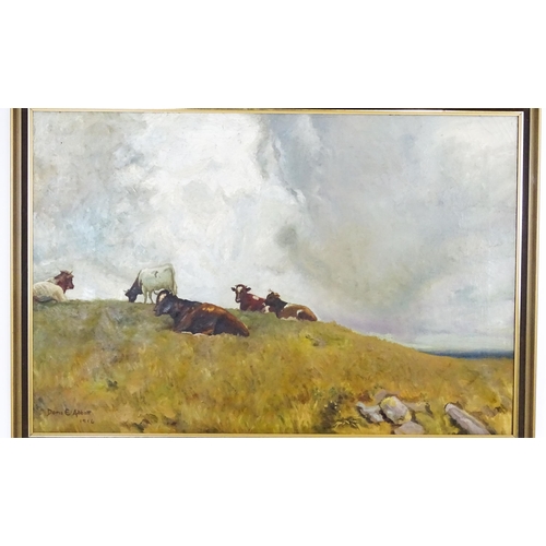 1667 - Doris E. Abbott after Adrian Stokes, 20th century, Oil on canvas, Uplands and Sky, Ayrshire cows res... 