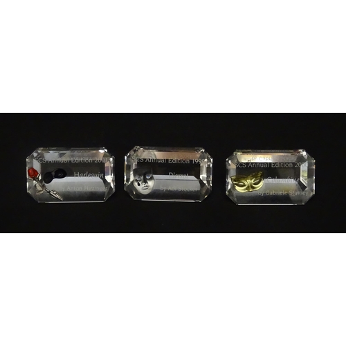 301 - Three Swarovski crystal figures from the Masquerade trilogy, Harlequin, Columbine and Pierrot, with ... 