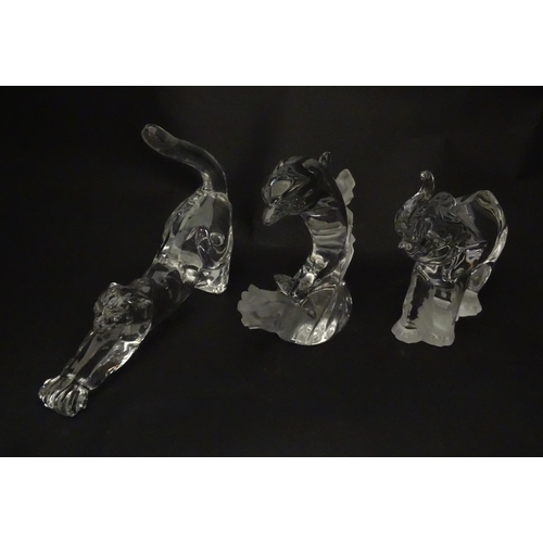 306 - Seven Lenox glass paperweights to include stretching cat, elephant, dolphin, seated cat, etc. Togeth... 