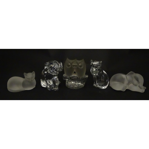 306 - Seven Lenox glass paperweights to include stretching cat, elephant, dolphin, seated cat, etc. Togeth... 