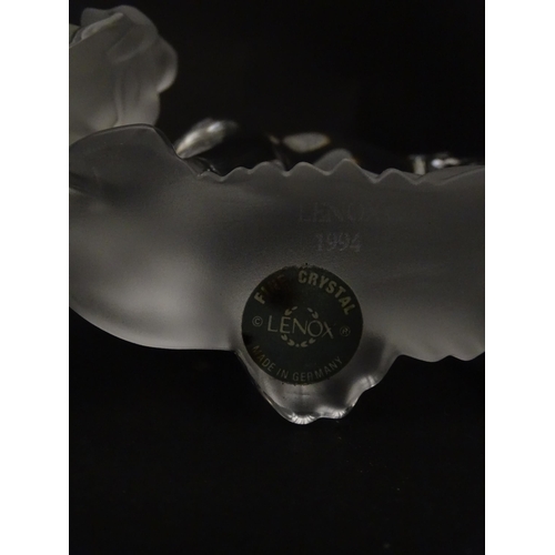 306 - Seven Lenox glass paperweights to include stretching cat, elephant, dolphin, seated cat, etc. Togeth... 