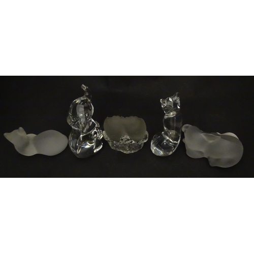306 - Seven Lenox glass paperweights to include stretching cat, elephant, dolphin, seated cat, etc. Togeth... 