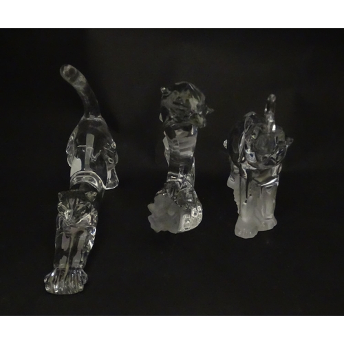 306 - Seven Lenox glass paperweights to include stretching cat, elephant, dolphin, seated cat, etc. Togeth... 