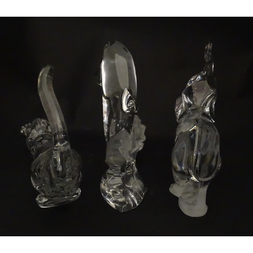 306 - Seven Lenox glass paperweights to include stretching cat, elephant, dolphin, seated cat, etc. Togeth... 