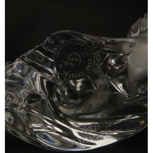 306 - Seven Lenox glass paperweights to include stretching cat, elephant, dolphin, seated cat, etc. Togeth... 