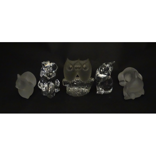 306 - Seven Lenox glass paperweights to include stretching cat, elephant, dolphin, seated cat, etc. Togeth... 