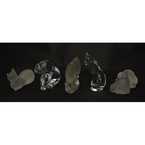 306 - Seven Lenox glass paperweights to include stretching cat, elephant, dolphin, seated cat, etc. Togeth... 