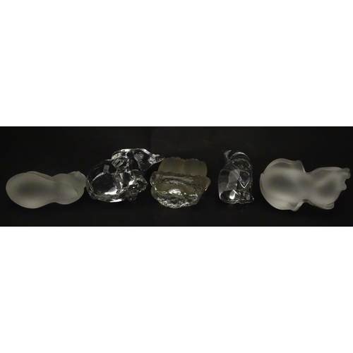 306 - Seven Lenox glass paperweights to include stretching cat, elephant, dolphin, seated cat, etc. Togeth... 