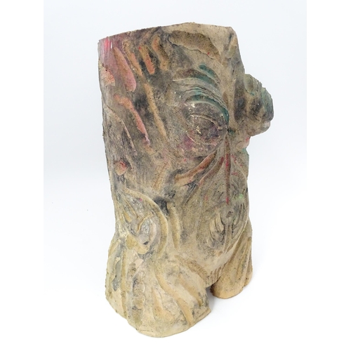 192 - A 20thC ceramic sculpture modelled as a female nude torso. Indistinctly signed W. Aman lower. Approx... 