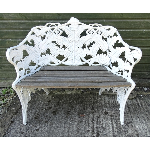 816 - Garden / Architectural : A cast aluminium garden bench in the manner of the Coalbrookdale fern patte... 