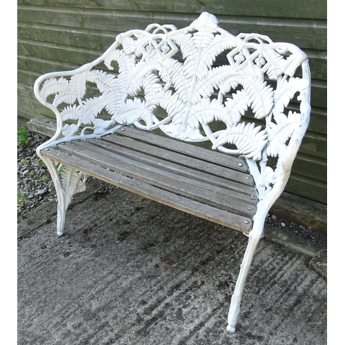 816 - Garden / Architectural : A cast aluminium garden bench in the manner of the Coalbrookdale fern patte... 